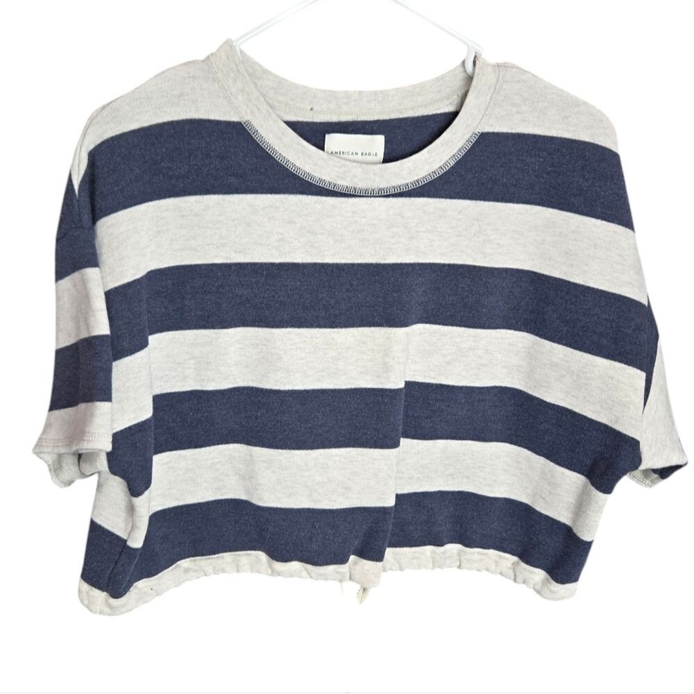 American Eagle Striped Cinched Crop Top